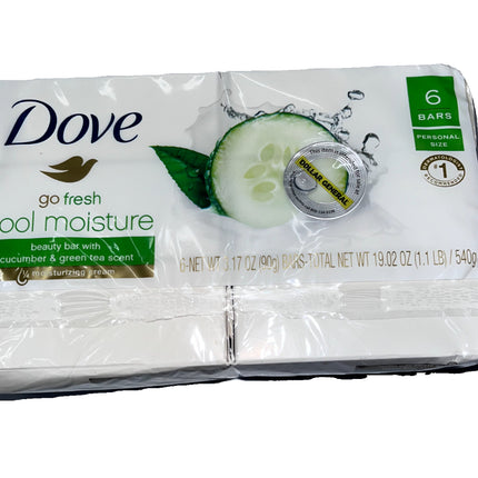 Dove Go Fresh Cool Moisture Beauty Bar with Cucumber and green Tea Scent 6 Bars Pack
