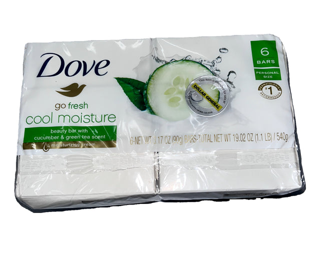 Dove Go Fresh Cool Moisture Beauty Bar with Cucumber and green Tea Scent 6 Bars Pack