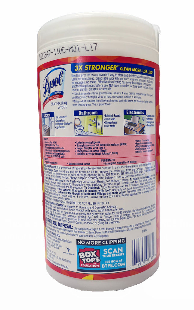 Lysol Disinfecting Wipes mango and Hibiscus Scent