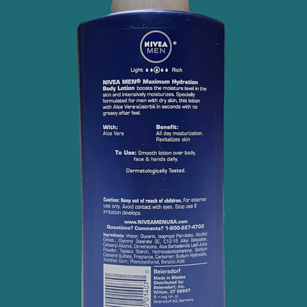 Nivea Men Maximum Hydration Nourishing aloe vera Lotion