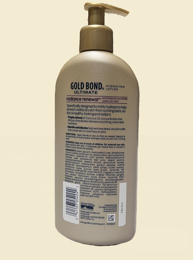 Gold Bond Ultimate Hydrating Lotion Radiance Renewal Cream oil