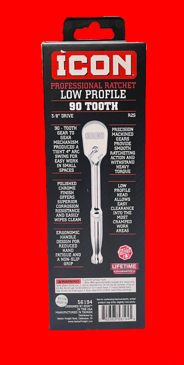 Icon Professional Ratchet Low Profile 90 Tooth 3/8 drive