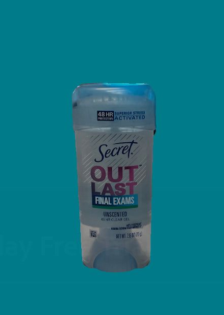 Secret  OutLast Final Exams unscented 48Hr Clear Gel